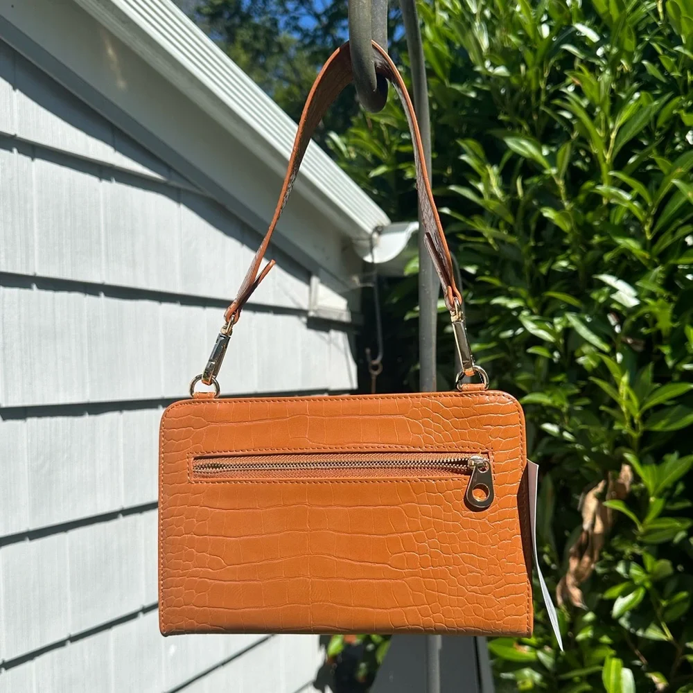 Calpak Croc-Embossed Crossbody Bag in Tan - Picture 7 of 12